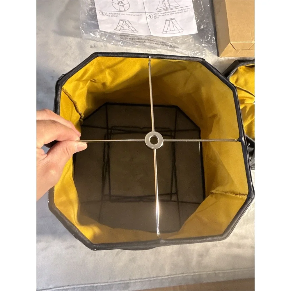 GO&So Lampshade Set of 13.5in Black Yellow Collapsible Handmade New
